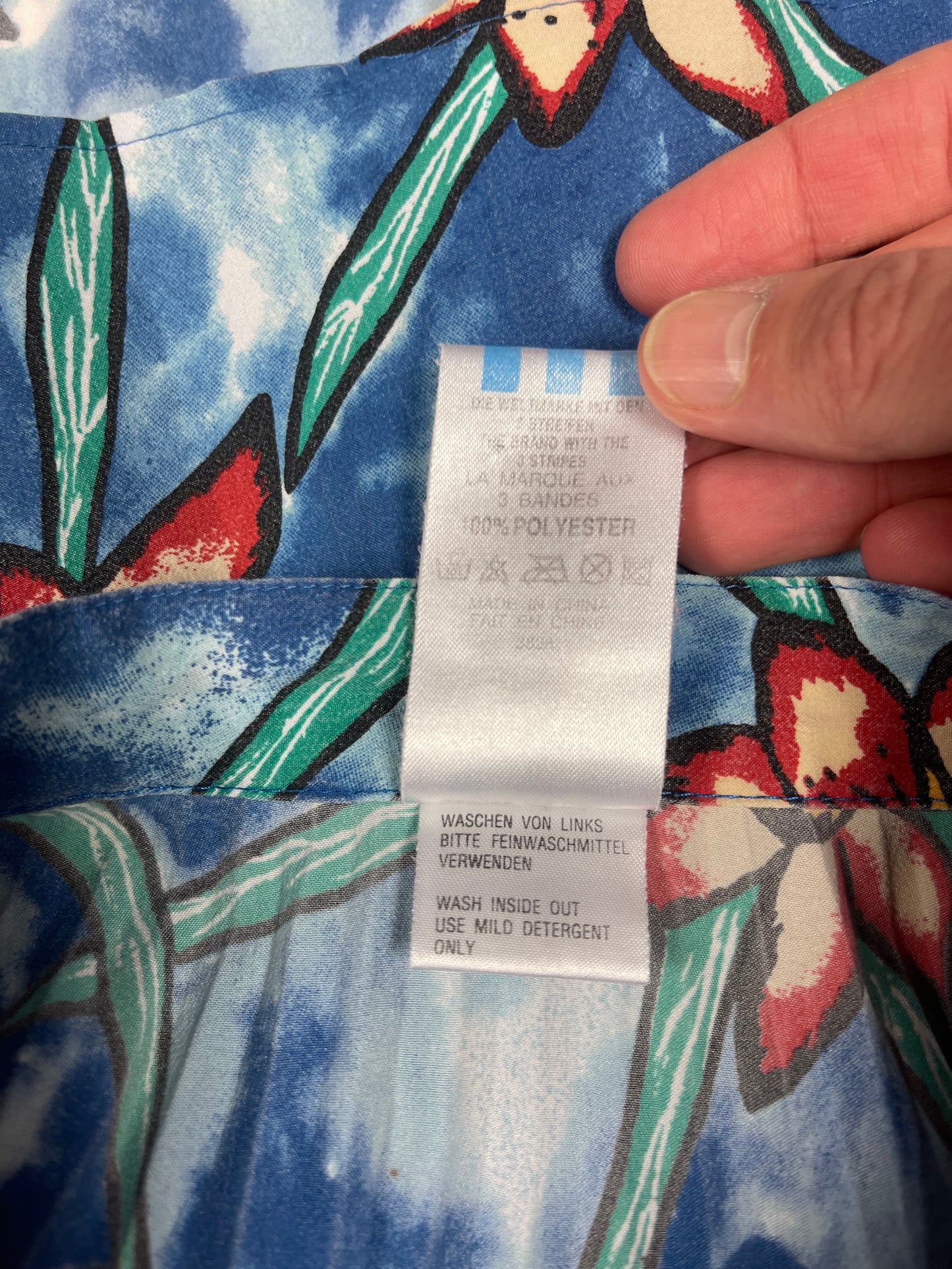 Vintage 90's Adidas Steffi Graf Tennis Pleated Skirt Style Collection Flowers Botanical Tropical Blue Polyester Size S- M