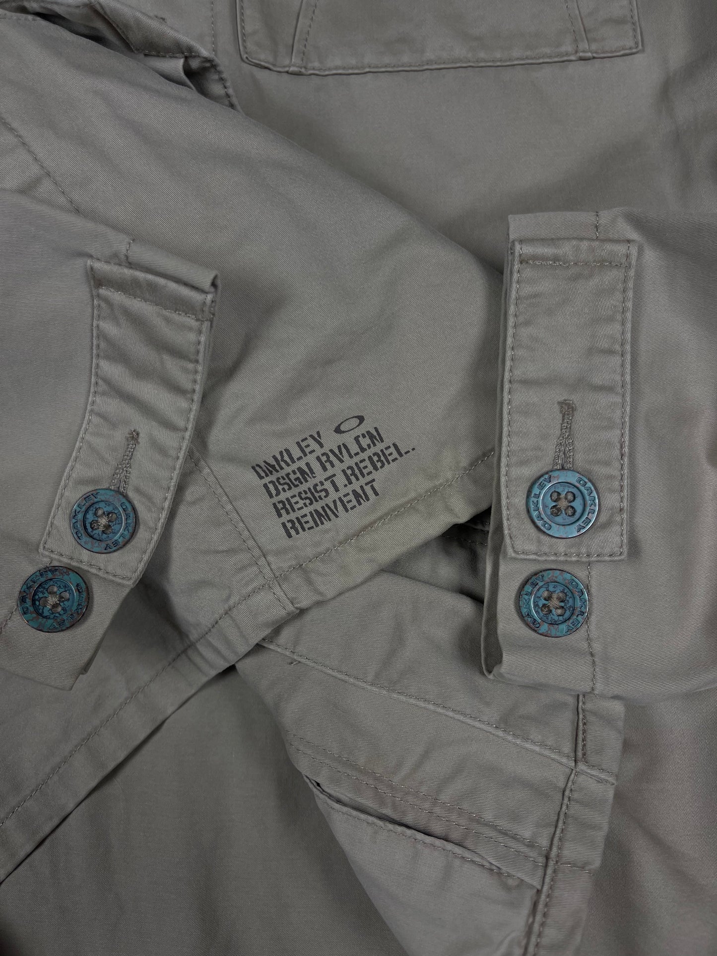 Y2K Oakley Taupe Army Style Jacket Size L Cotton