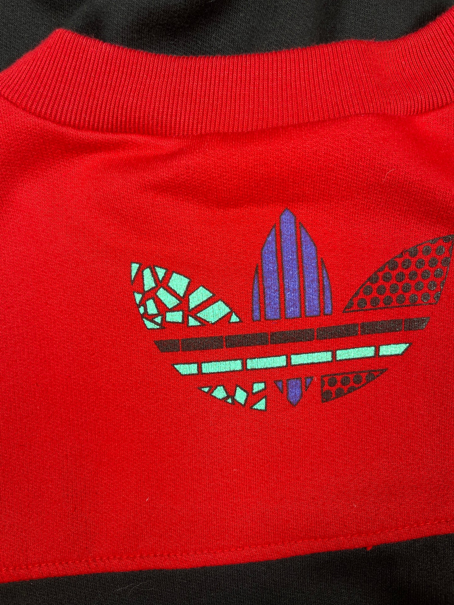 Vintage 90's Adidas Trefoil Sweatshirt Crew Neck Green Red Black Blue Size M