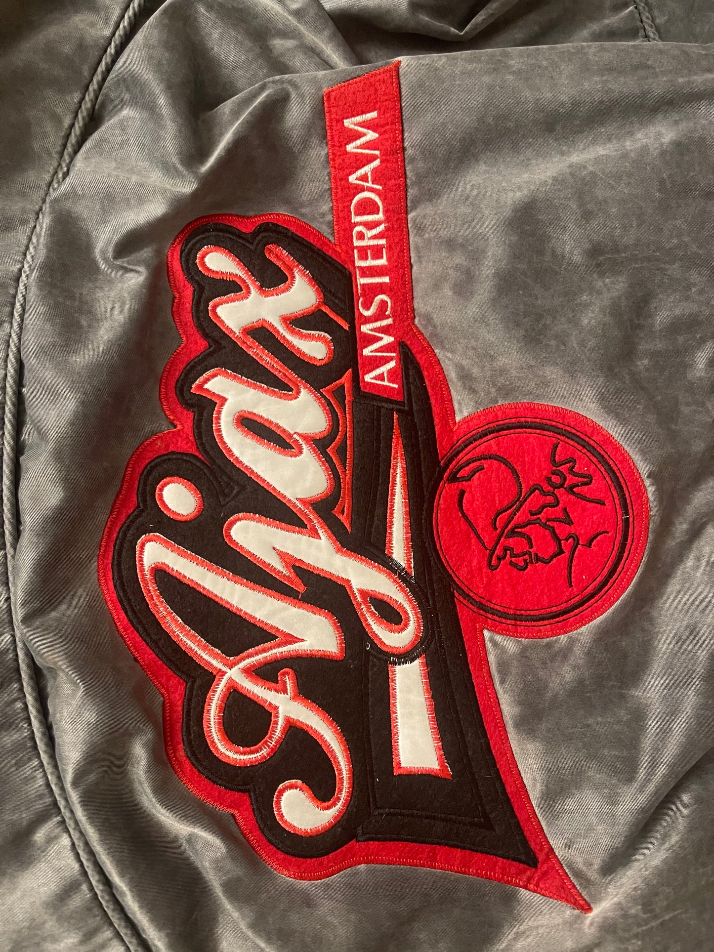 Vintage Archive Rare Grail Ajax Amsterdam Umbro Bomber Jacket 1989 - 1991 Grey Size Boxy  M Made in Korea Nylon Polyester