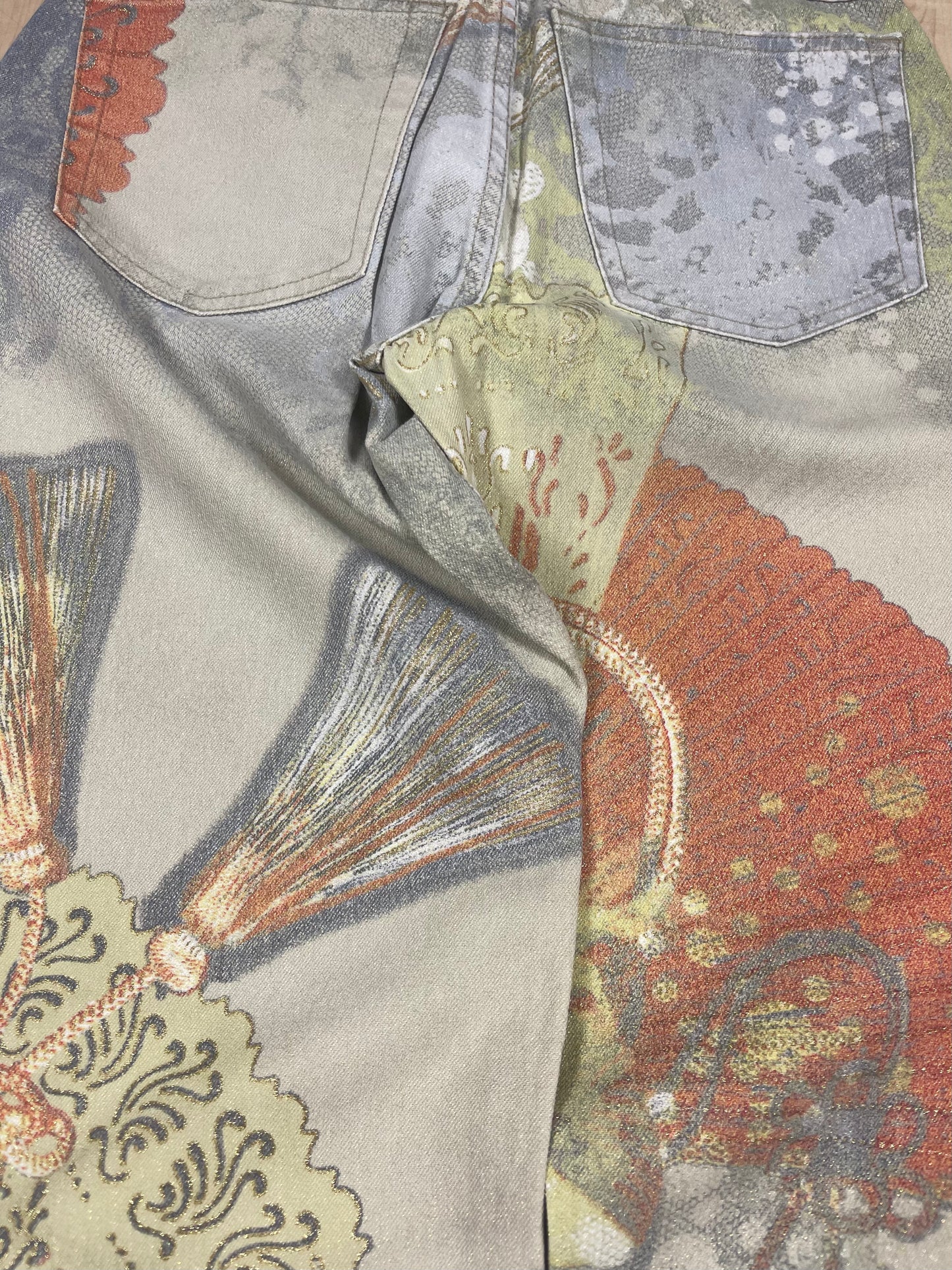 Vintage Y2K Just Cavalli Glitter Baroque Maximalism Jeans Pants Ittierre Size 28 42 Mid Waist Straight Cut Size S