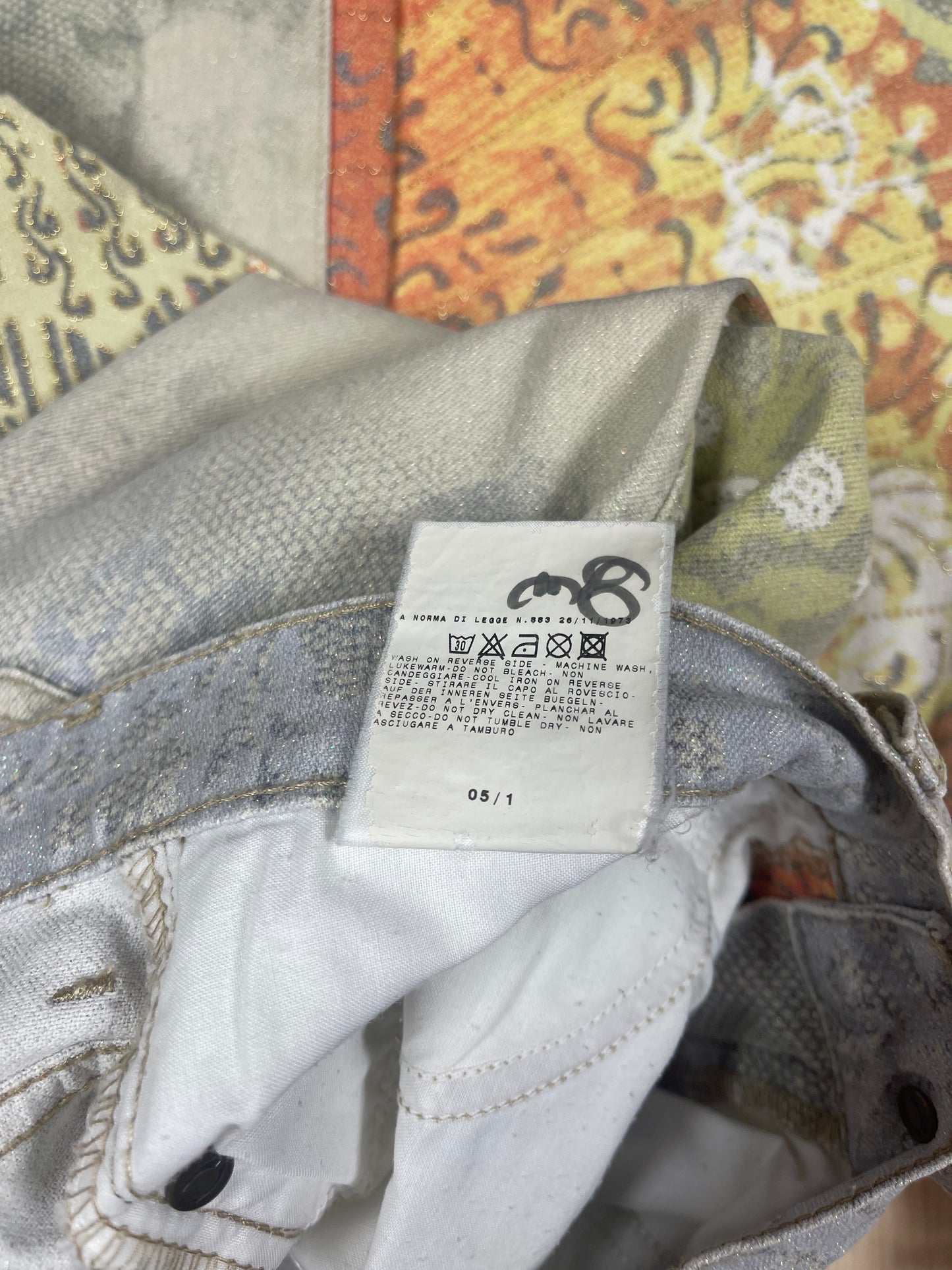 Vintage Y2K Just Cavalli Glitter Baroque Maximalism Jeans Pants Ittierre Size 28 42 Mid Waist Straight Cut Size S