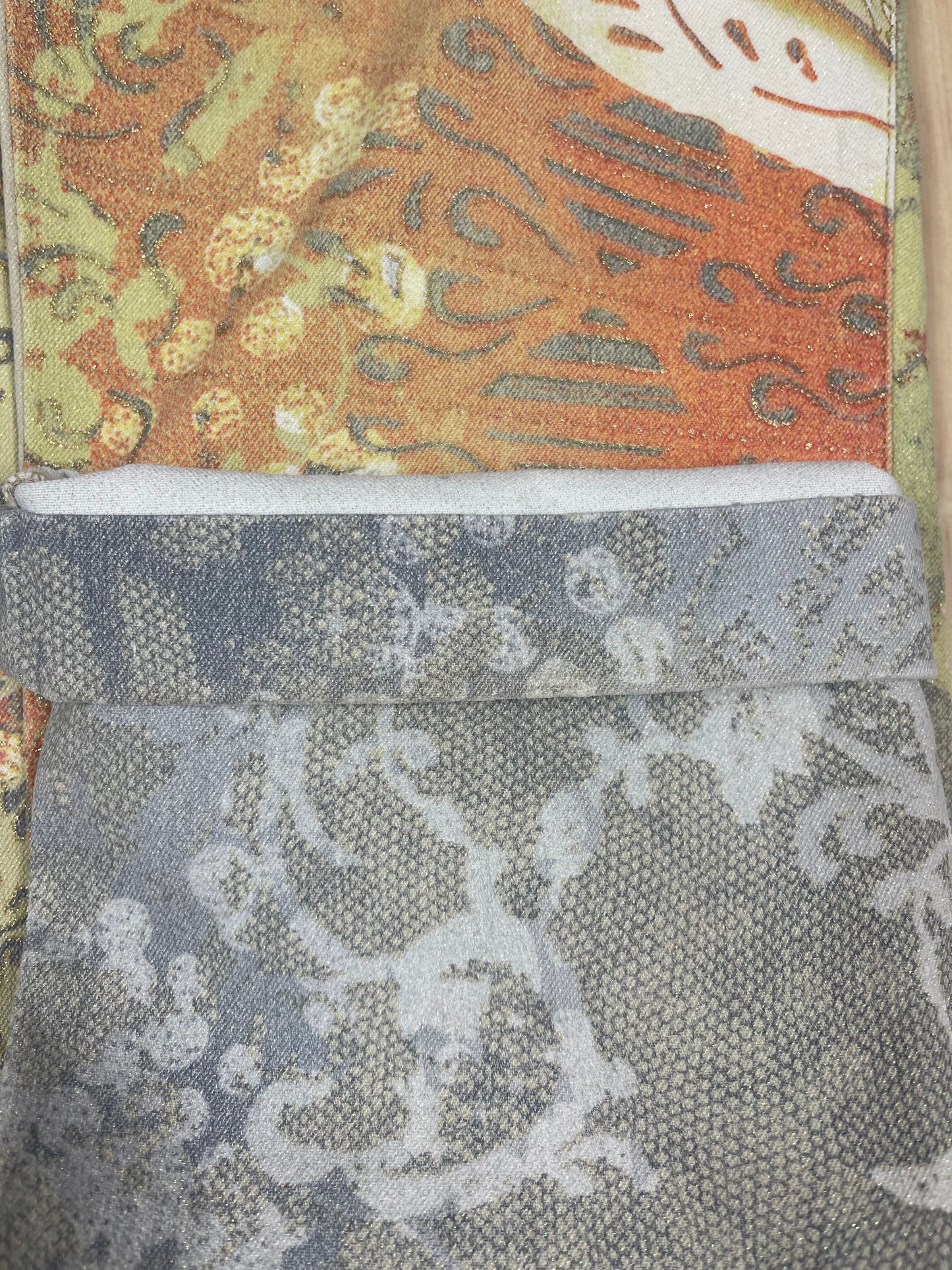 Vintage Y2K Just Cavalli Glitter Baroque Maximalism Jeans Pants Ittierre Size 28 42 Mid Waist Straight Cut Size S