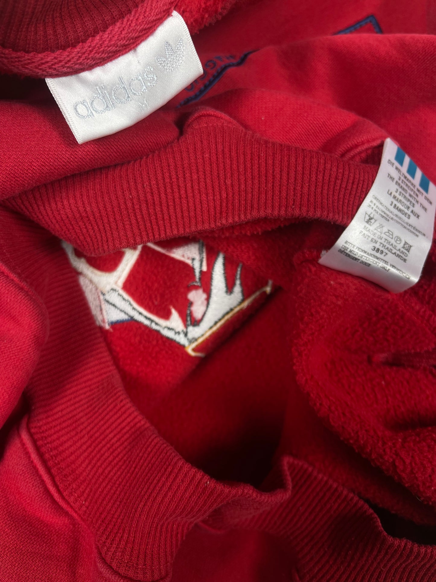 💎🇮🇹 Grail Archive Rare Vintage 80's - 90's Adidas Embroidered Sweatshirt Crew Neck Soccer Football Italia Campionato Mondiale Di Calcio 27 Magio 10 Giugno 1934 World Cup Heavy Cotton Boxy Size M Red