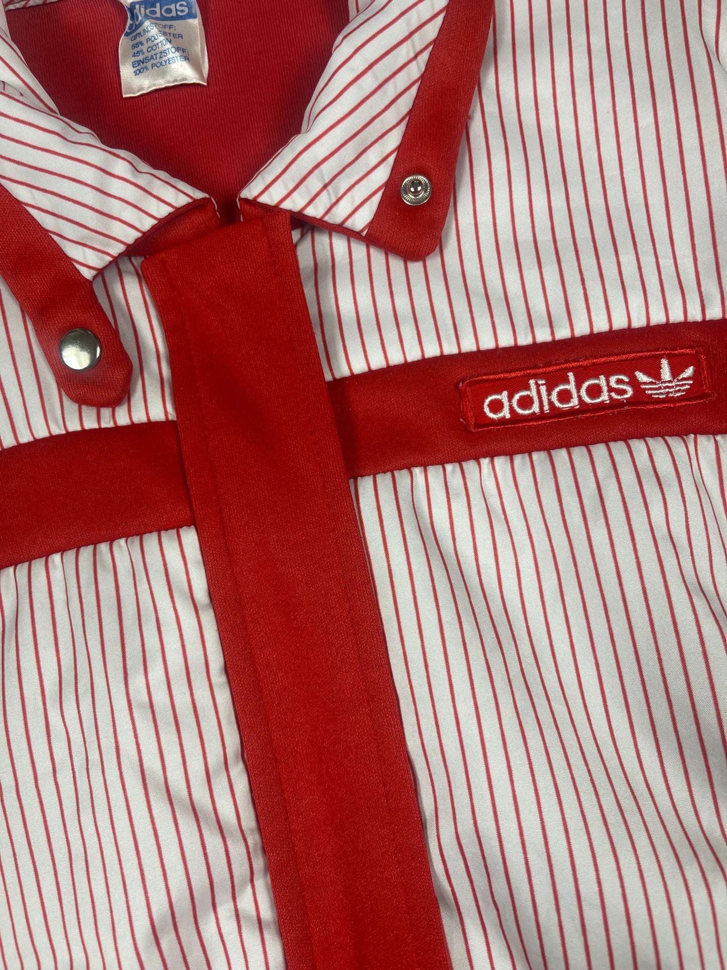 Vintage Adidas 70's 80's Track Top Jacket Red White Stripes Made in West Germany Size S-M