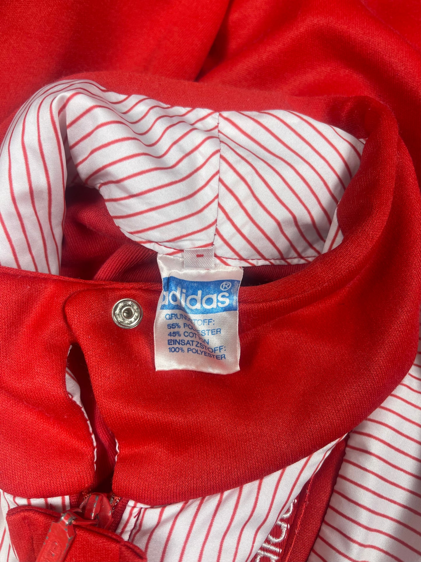 Vintage Adidas 70's 80's Track Top Jacket Red White Stripes Made in West Germany Size S-M