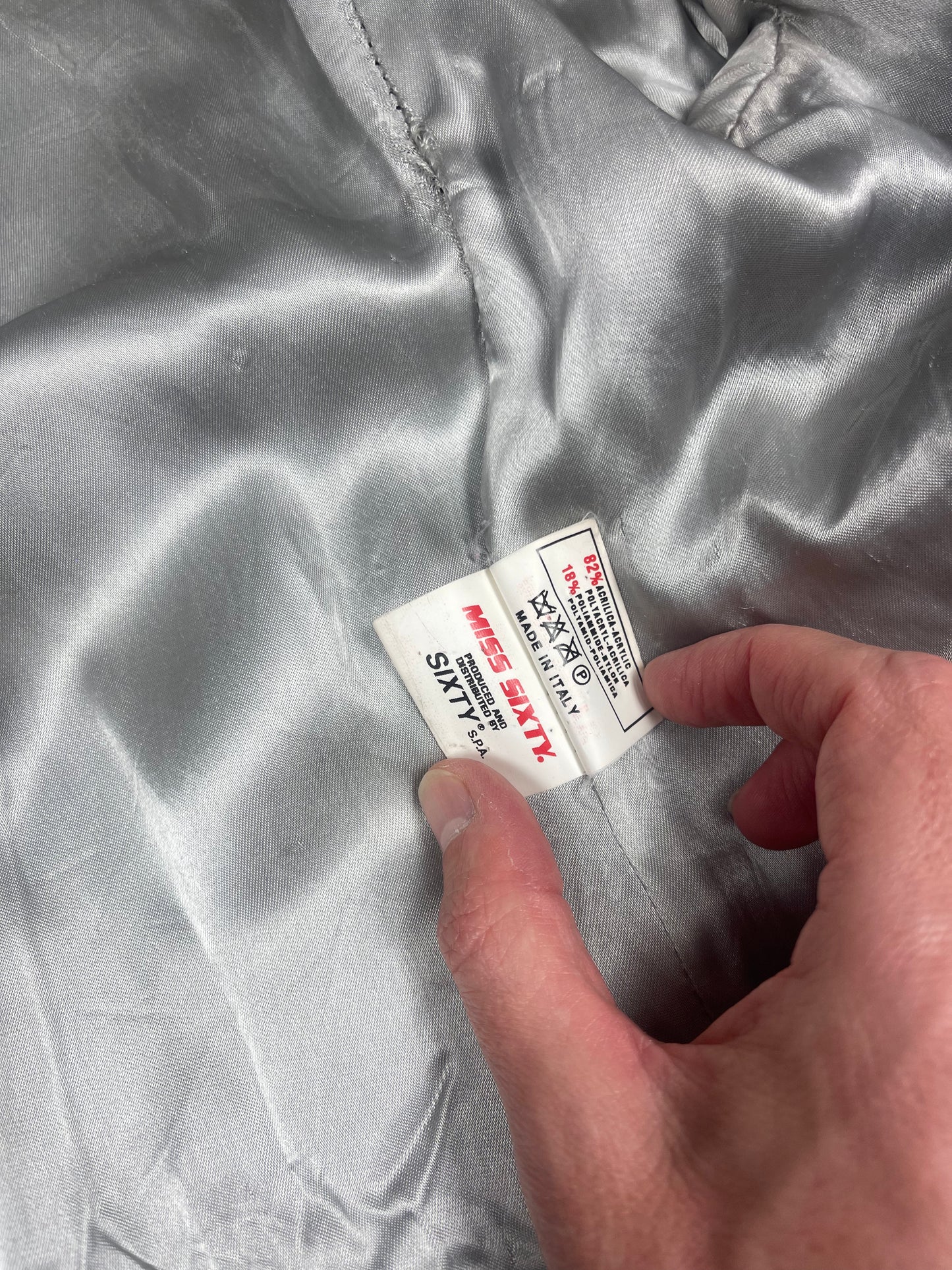 Vintage Y2K Miss Sixty Faux Fur Coat Fluffy Made in Italy Acrylic Nylon Acetate Viscose Size S-M