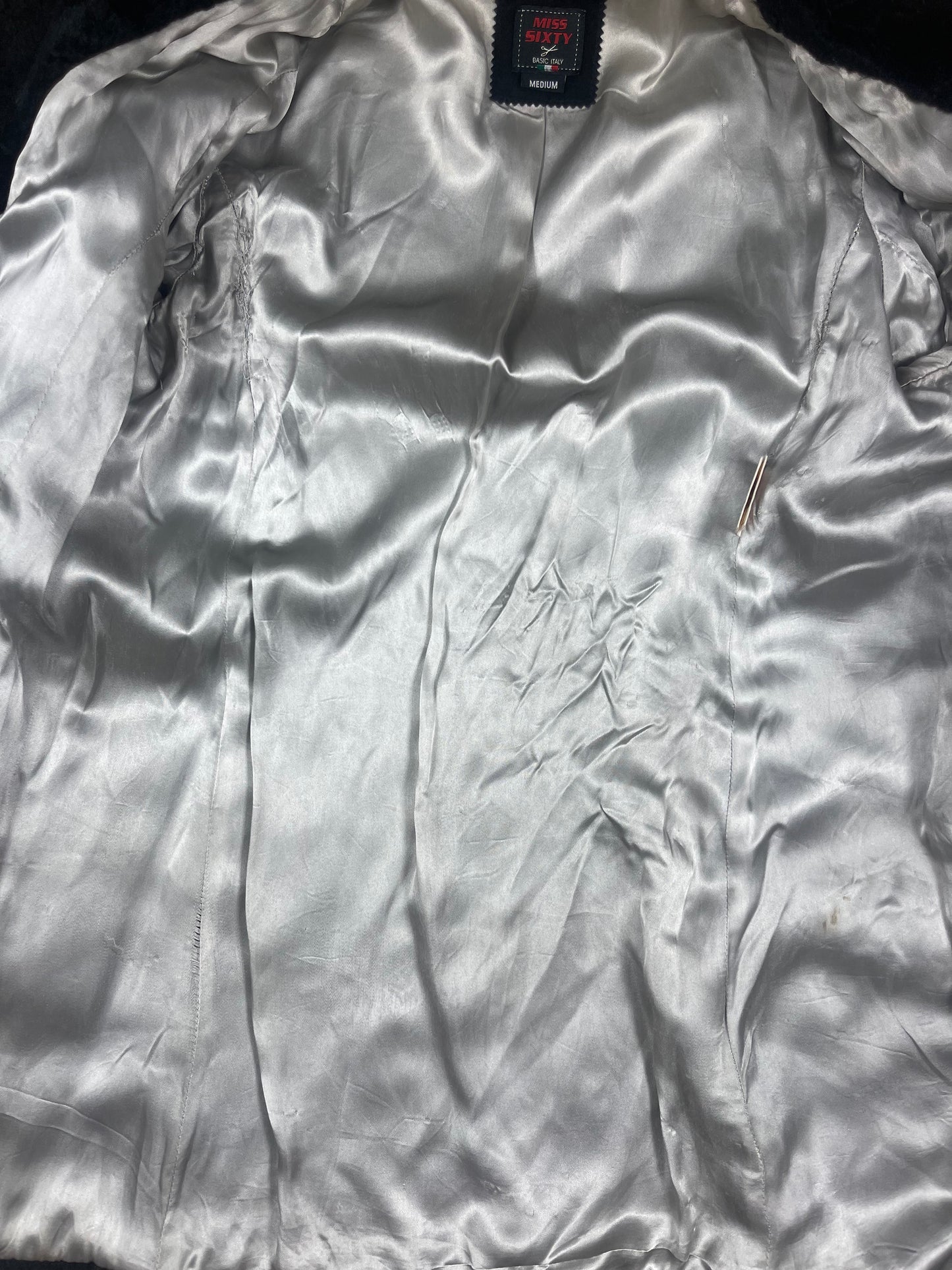 Vintage Y2K Miss Sixty Faux Fur Coat Fluffy Made in Italy Acrylic Nylon Acetate Viscose Size S-M