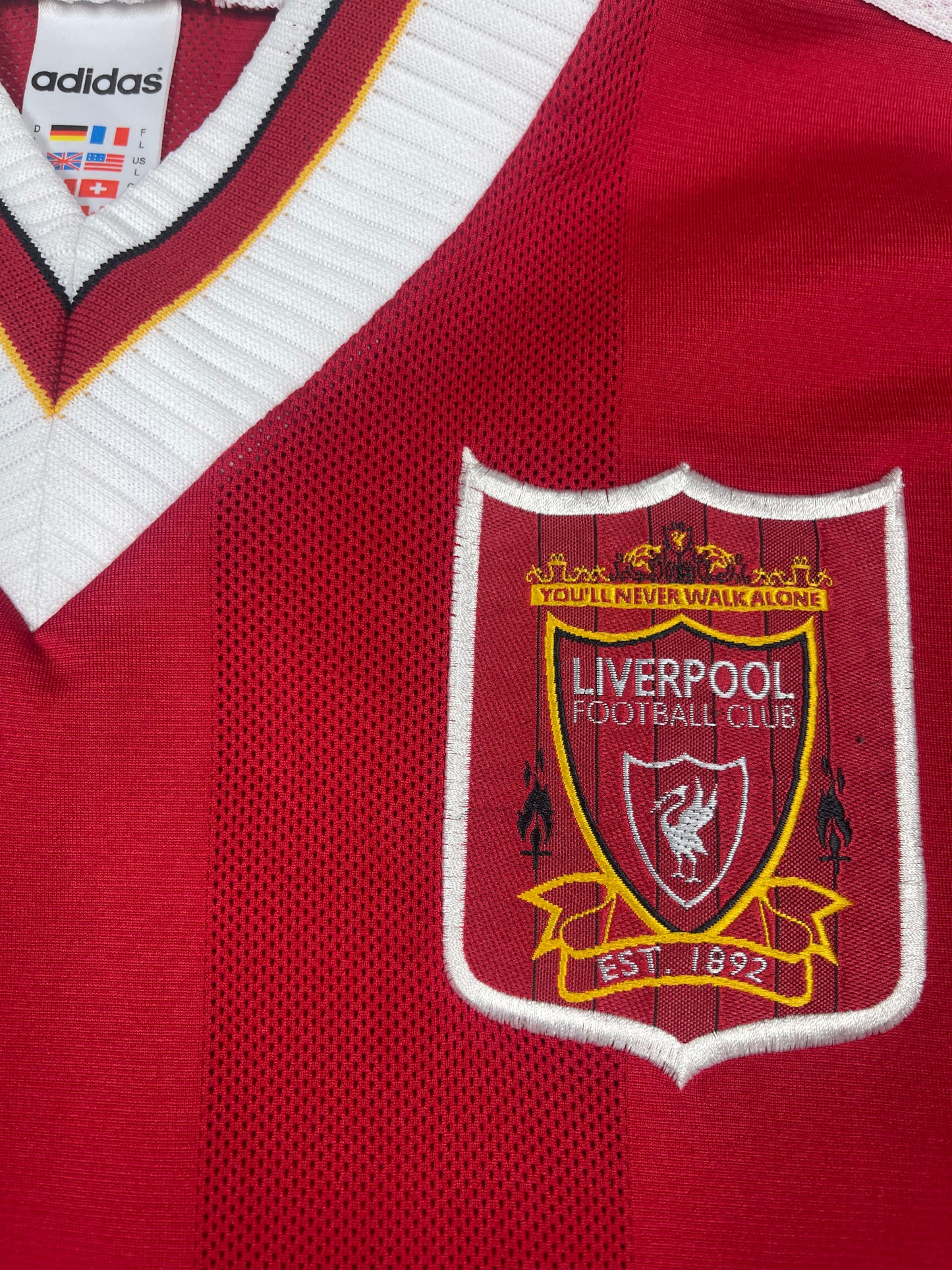 Vintage Liverpool Adidas 1995 - 1996 Home Football Shirt Carlsberg Red Size L