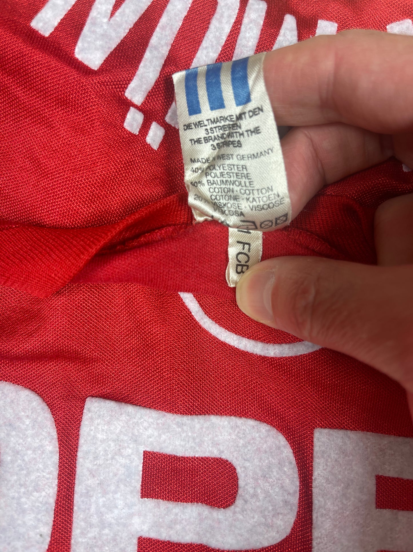 Vintage Rare Bayern Munich Munchen Adidas Home 1989 - 1991 Football Soccer Shirt Long Sleeve Made in West Germany Red Opel Size M