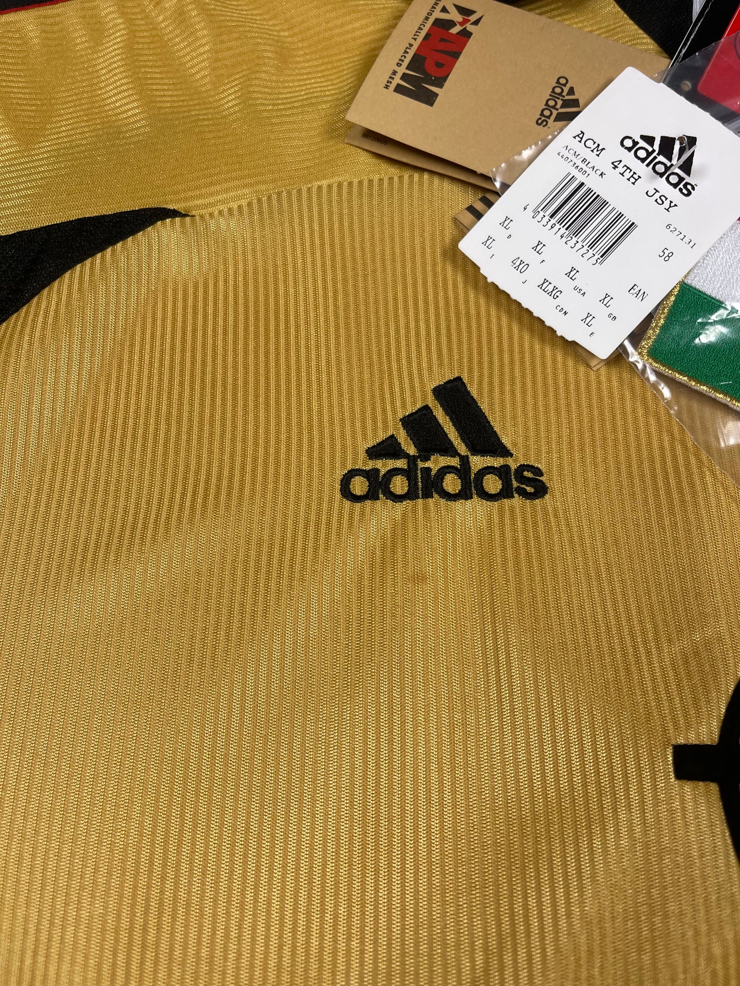 BNWT New Vintage Authentic AC Milan Adidas 1999 - 2000 Fourth Football Shirt Anniversary Centenary 1899 1999 OPEL Size XL Made in Italy Gold Climalite Deadstock