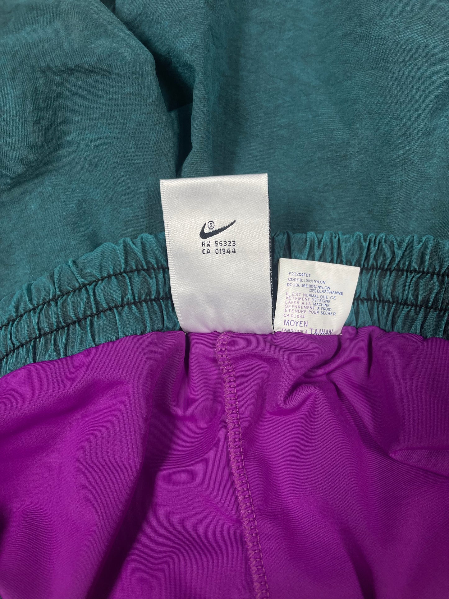 90's Nike Challenge Court Tennis Shorts With Leggins Attached Andre Agassi Nylon Made in Taiwan Size M Turquoise Purple