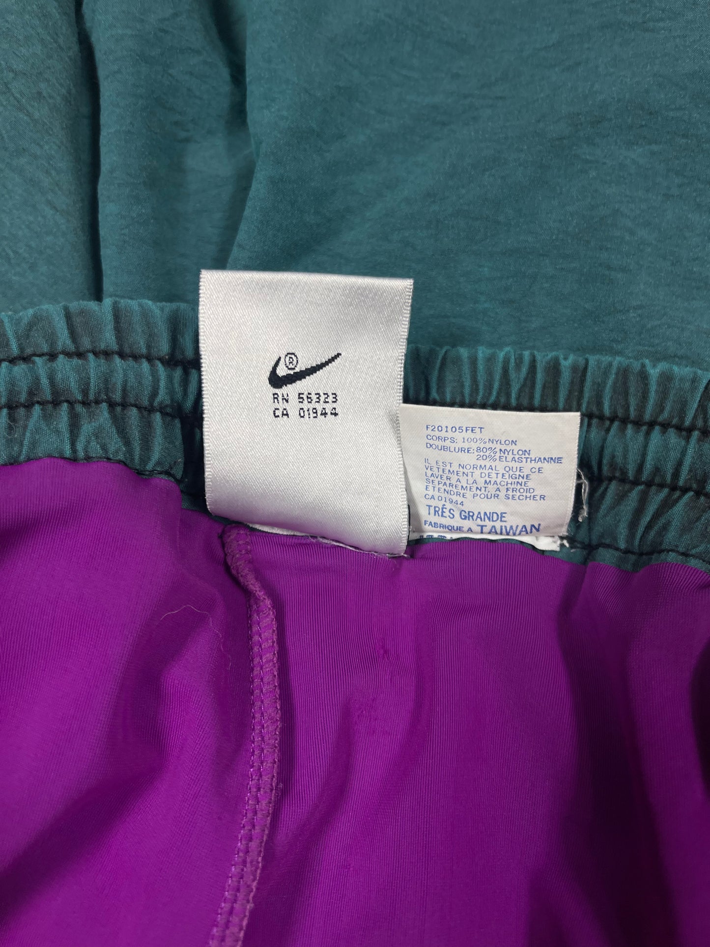 90's Nike Challenge Court Tennis Shorts With Leggins Attached Andre Agassi Nylon Made in Taiwan Size XL Turquoise Purple