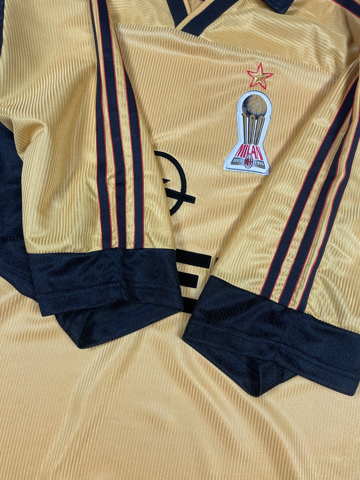 BNWT New Vintage Authentic AC Milan Adidas 1999 - 2000 Fourth Football Shirt Anniversary Centenary 1899 1999 OPEL Size XL Made in Italy Gold Climalite Deadstock