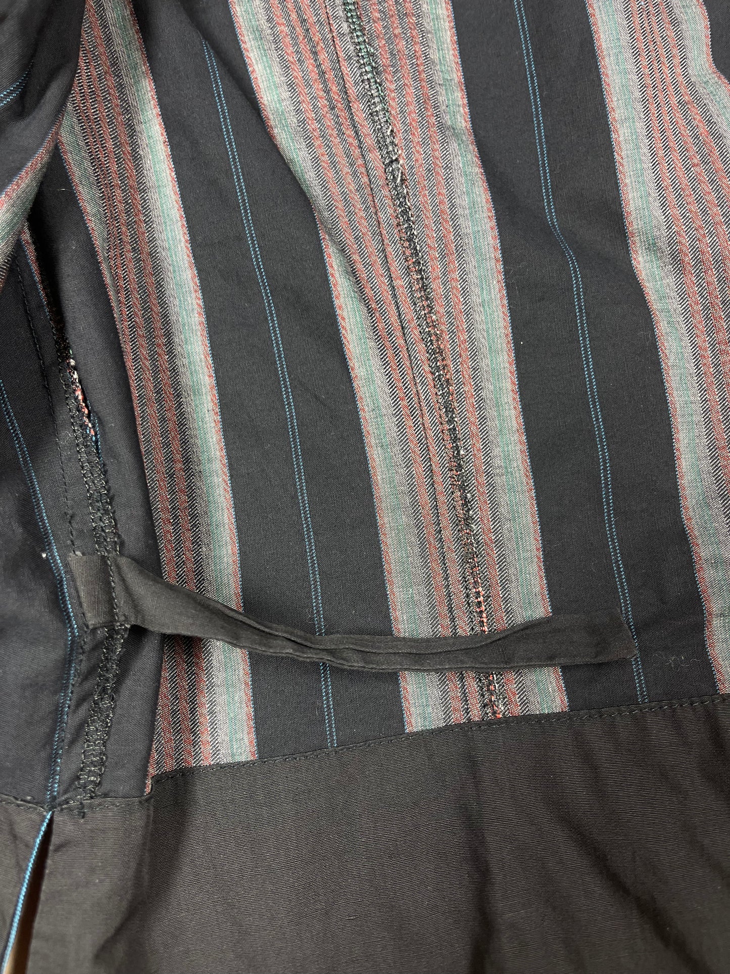 80's Vintage Kenzo Paris Wrap Blouse Made in France Multi Stripe Print Size S Cotton Blue Grey Taupe