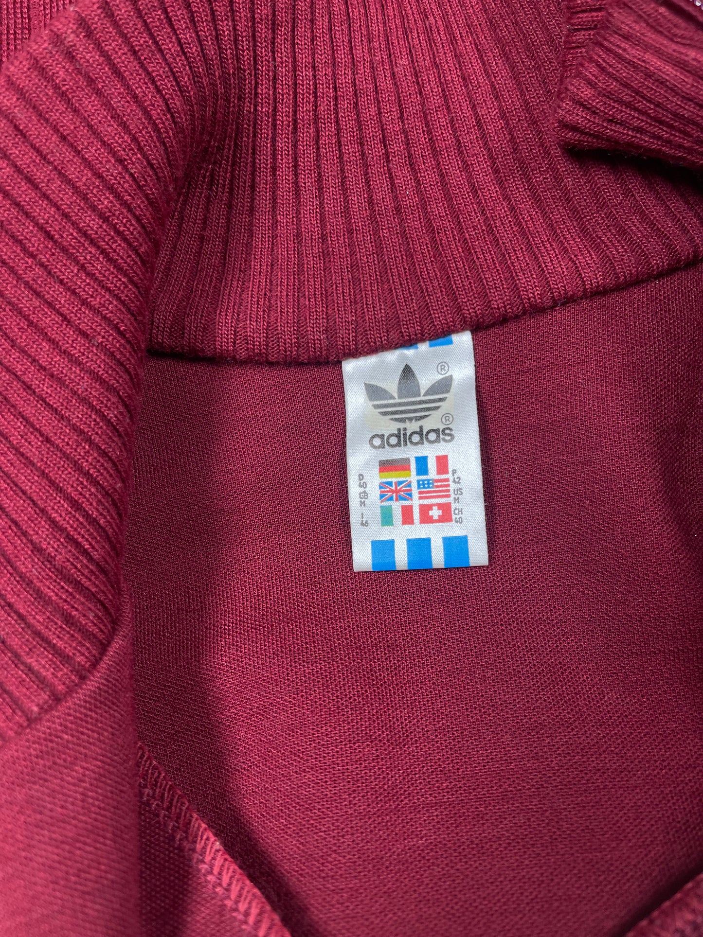Vintage 80's Adidas Track Top Jacket Made in West Germany Burgundy Size S-M