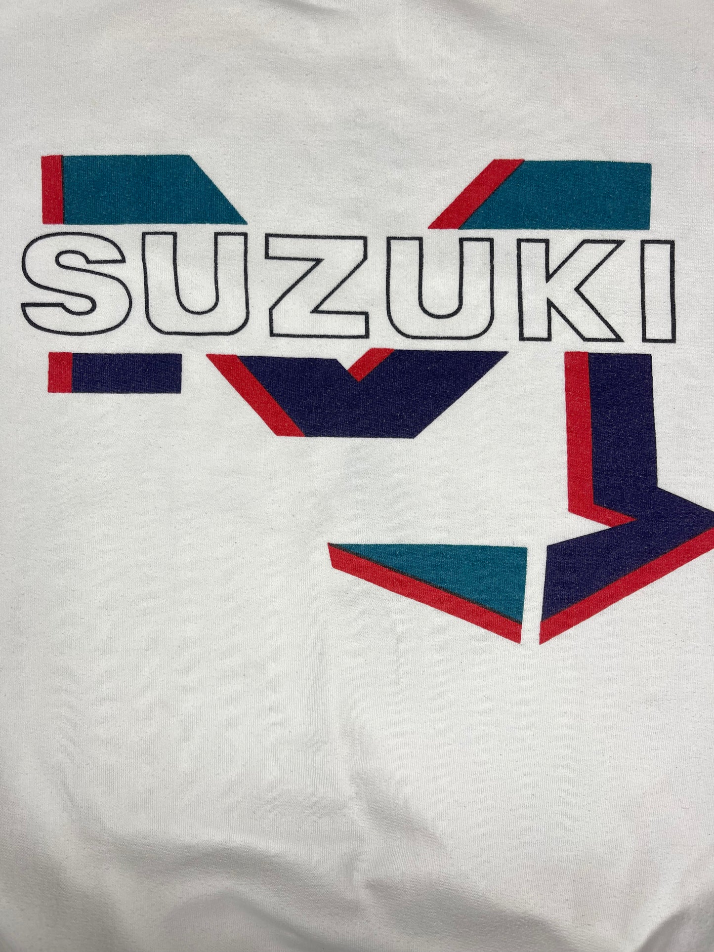 Vintage Suzuki Racing Sweatshirt White Cotton Club IXS Size L XL