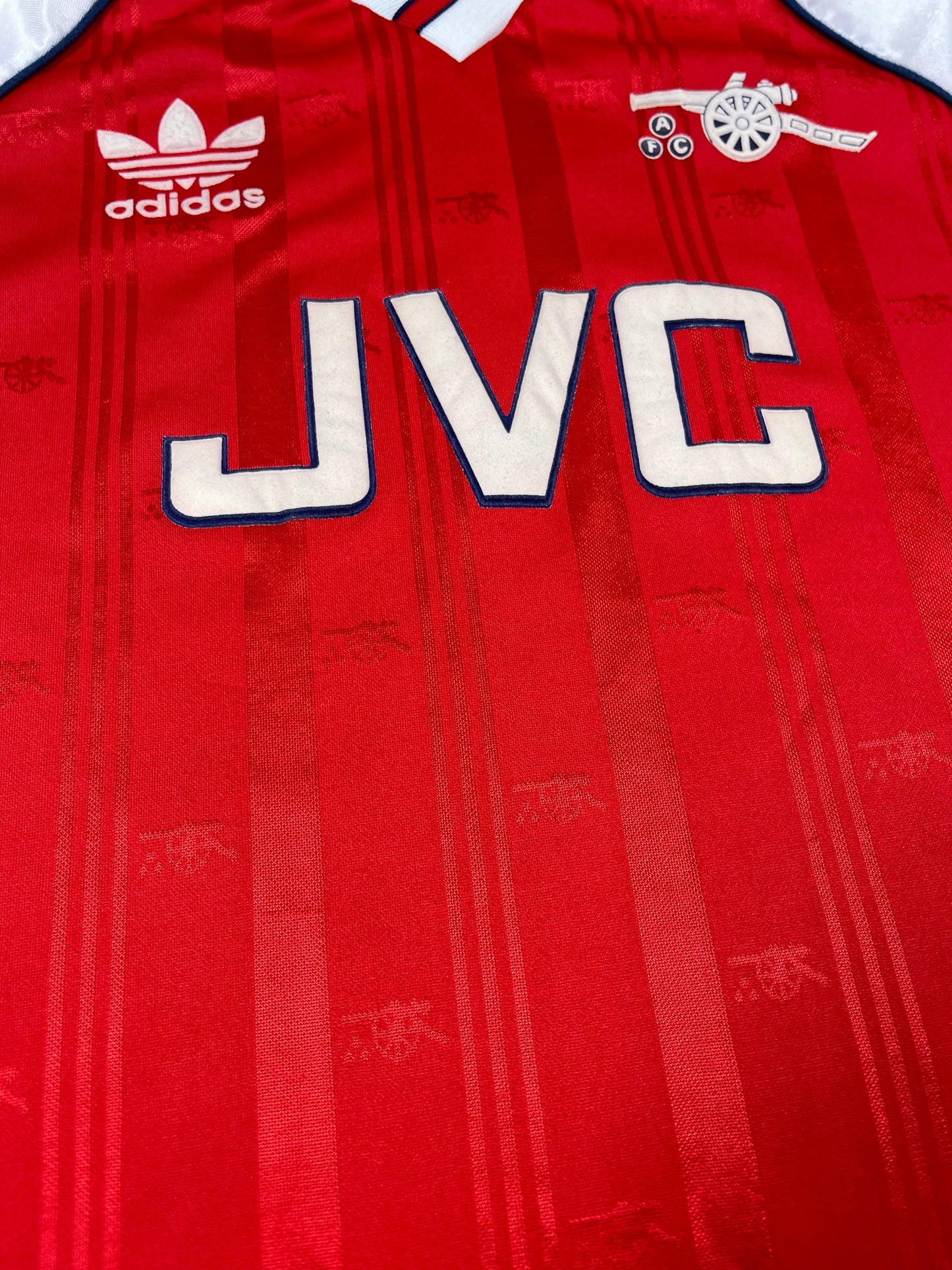 Vintage Authentic Arsenal Adidas 1988 - 1990 Home Football Shirt JVC Red White Made in UK Size S