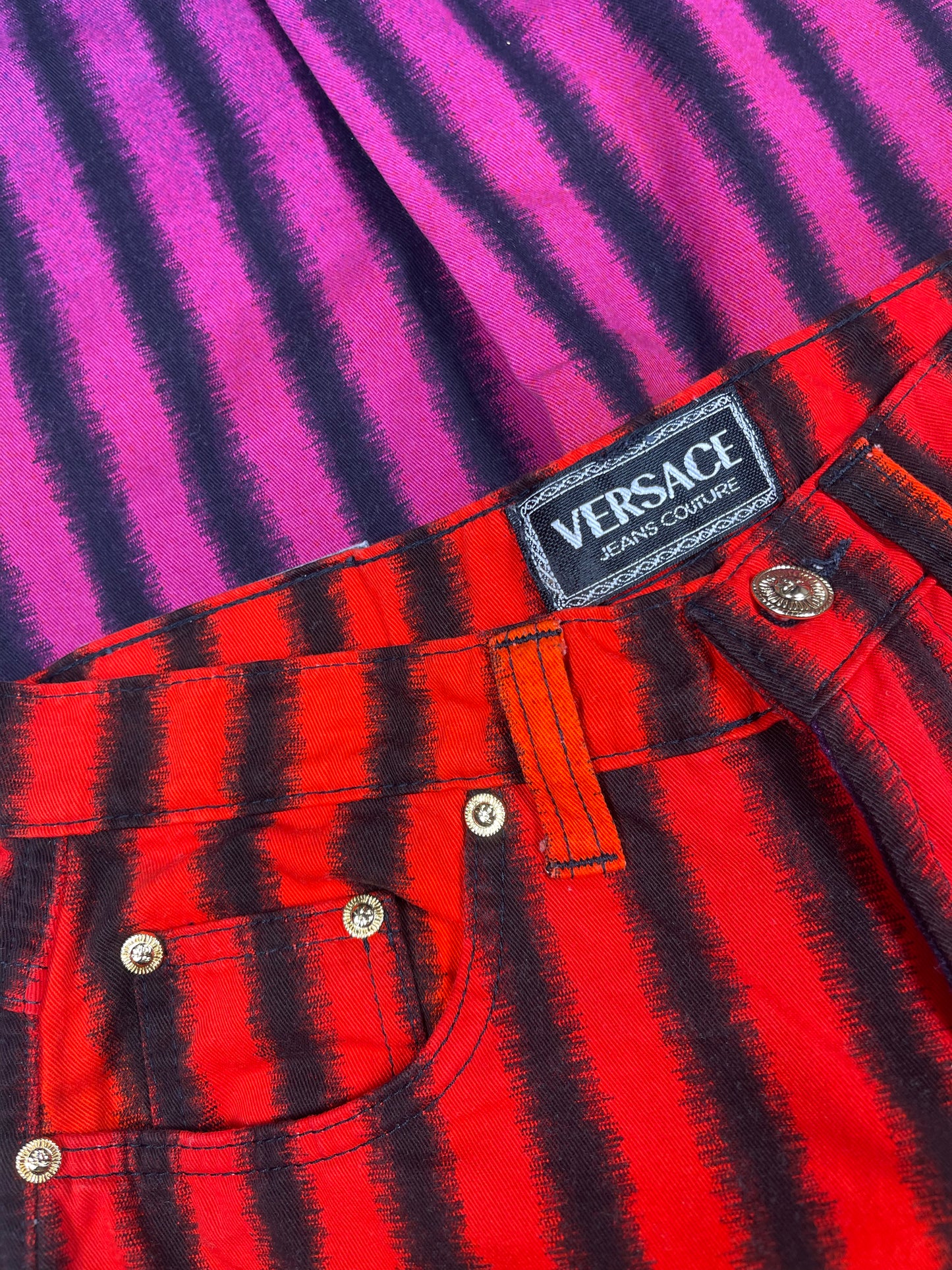 Versace Jeans Couture Pants Trousers Made in Italy Striped MultiColor Size S