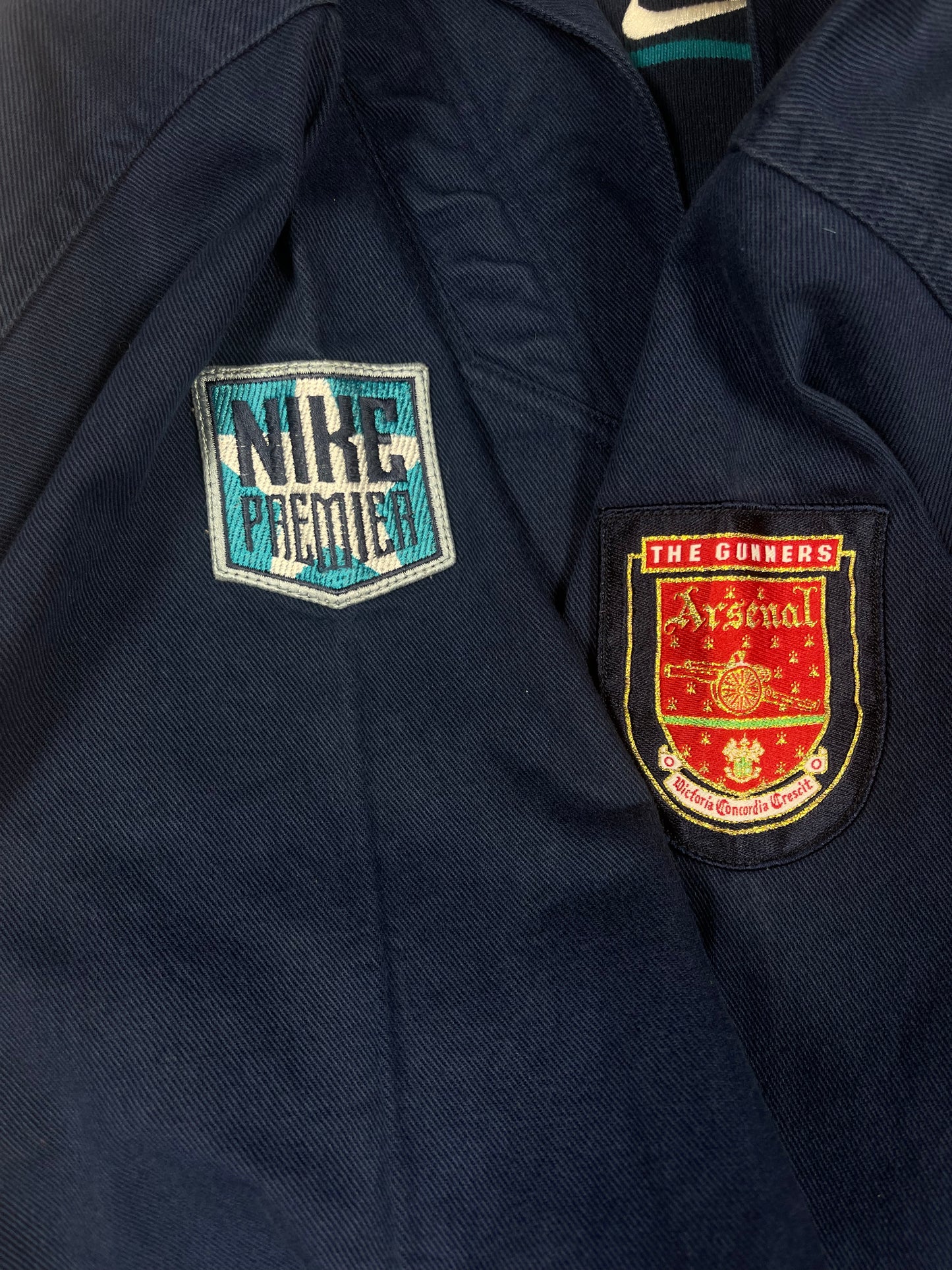 Ultra Rare Grail Archive Nike Premier Arsenal 1994 - 1995 Dril Top Sweatshirt Blue Size L Heavy Cotton