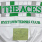 Archive Rare Classic Vintage Adidas Take Off The Aces RyeTown Tennis Club 1886 1986 Sweatshirt White Green Crew Neck