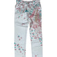 Jeans Trousers Made in Italy Size M White Romantic Floral Peacock Flowers Butterfly Cotton
