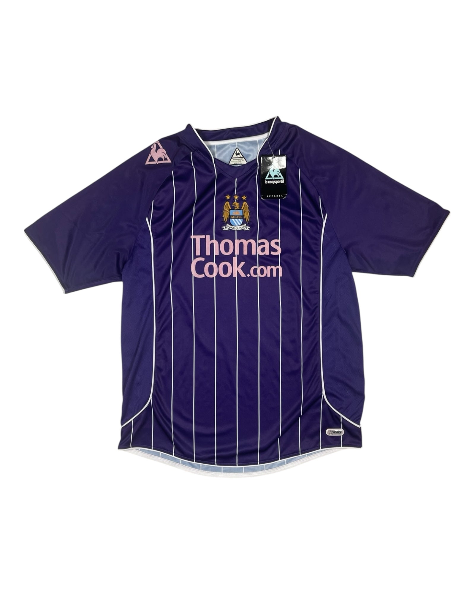 BNWT NOS Deadstock Manchester City Le Coq Sportif 2007 - 2008 Away Football Shirt Soccer Jersey Thomas Cook.Com Size XL
