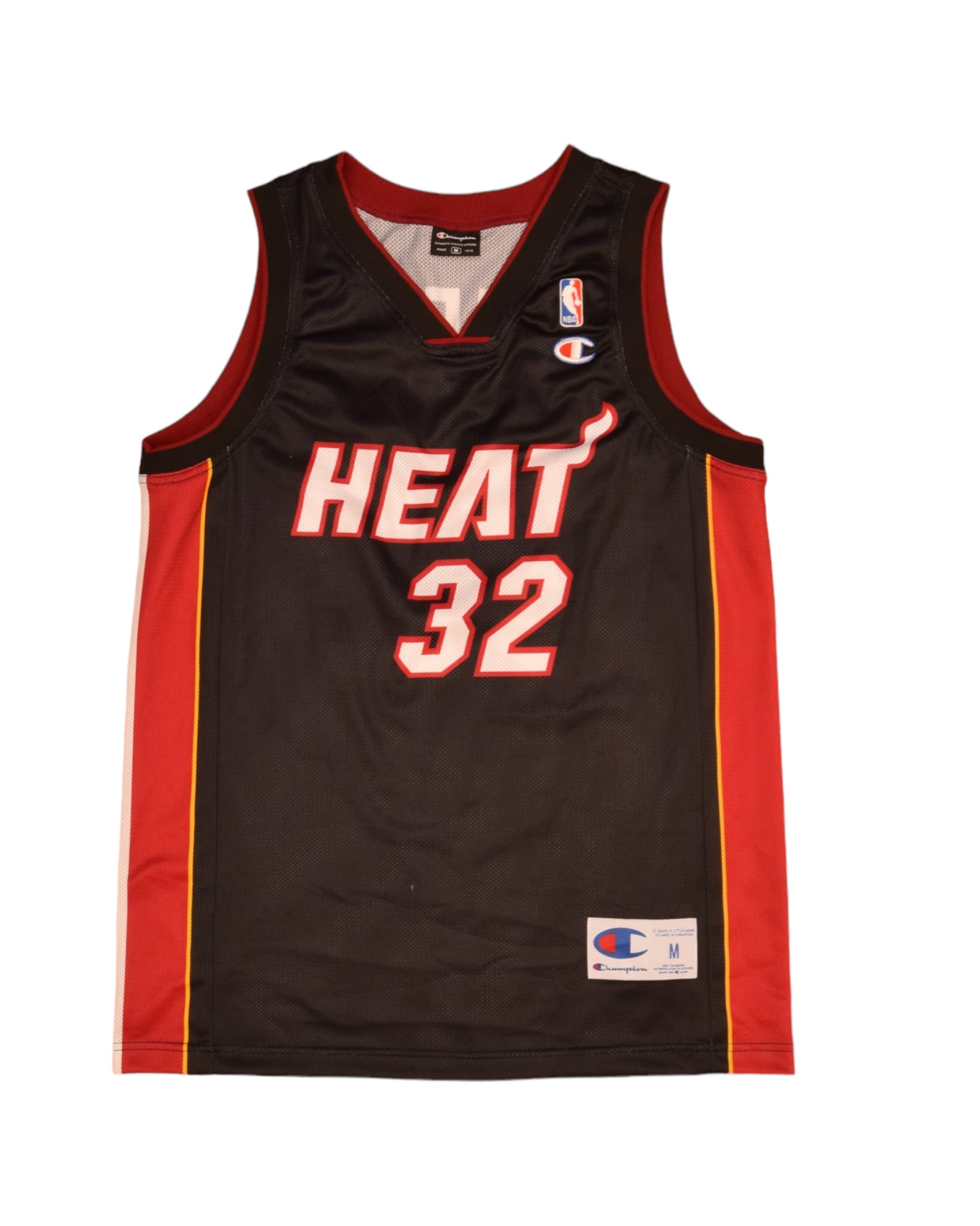 Miami Heat Shaquille O'Neal Champion #32 NBA Basketball Away Jersey 2004 - 2007 Size M Black Red White