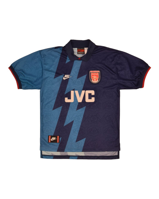 Authentic Arsenal Nike 1995 - 1996 Away Football Shirt JVC Blue Size M Zig Zag Thunder