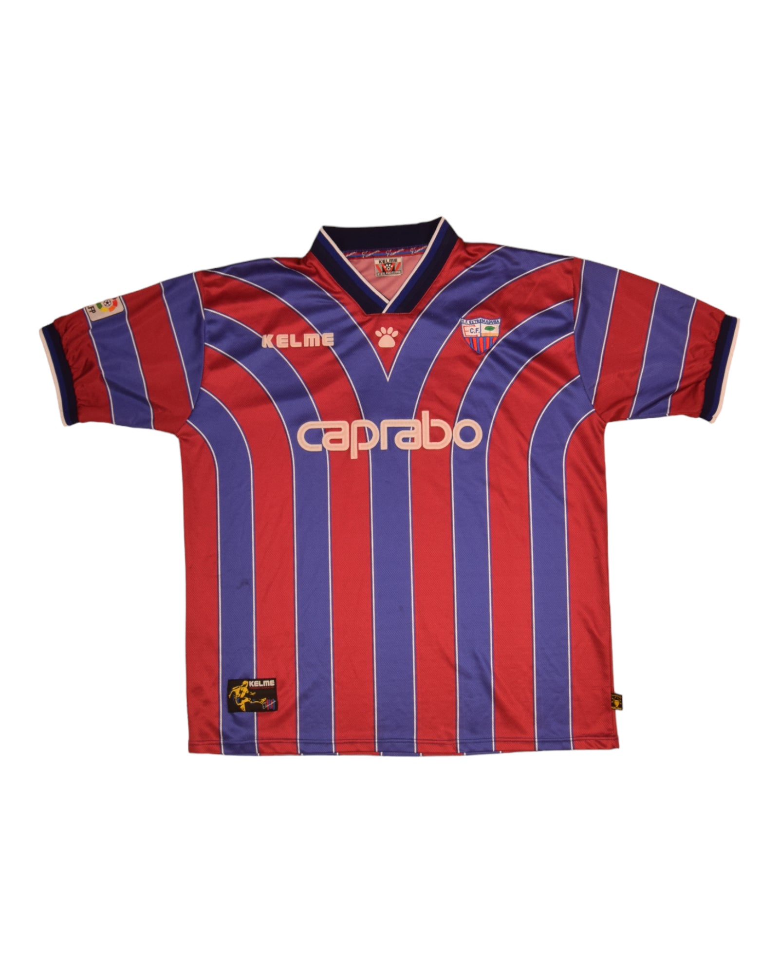 Vintage Extremadura CF Kelme 1998 - 1999 Home Football Shirt Size XL Made in Spain Caprabo Red Blue