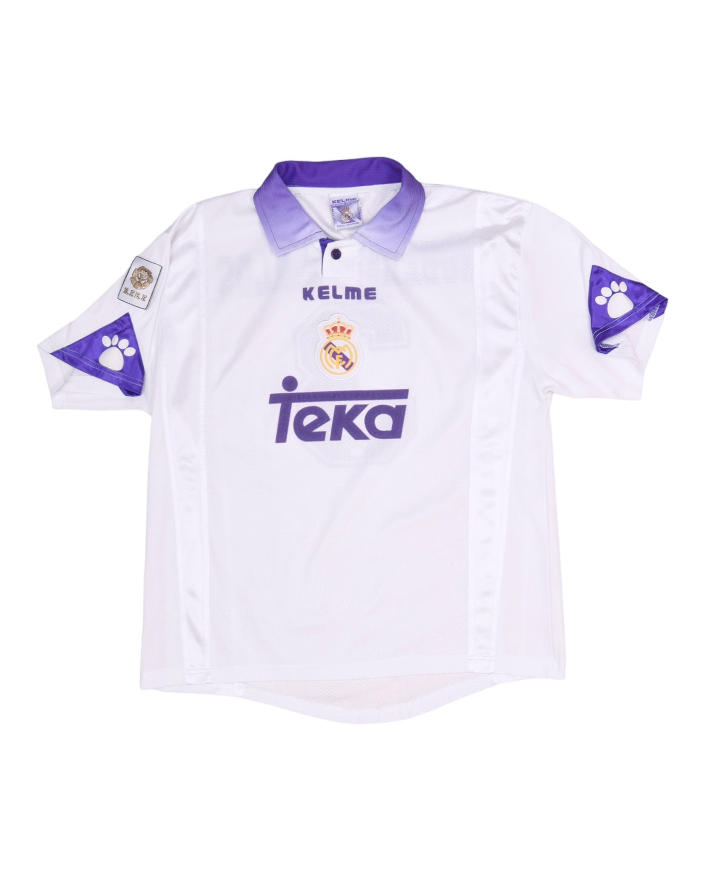 Roberto Carlos Real Madrid Kelme 1997 - 1998 Home Football Shirt 3 Teka Made in Spain Size L White