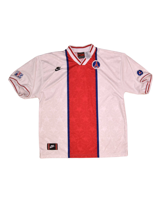 Vintage PSG Paris Saint Germain Nike 1995 - 1996 Away Football Shirt White Sponsorless Size XL