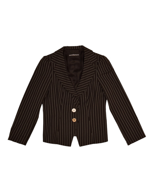 Y2K 2000's RoccoBarocco Blazer Made in Italy Black With White Stripes
