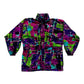 Vintage 90'S K-WAY Windbreaker With Hood Abstract Pattern Multicolour Size M