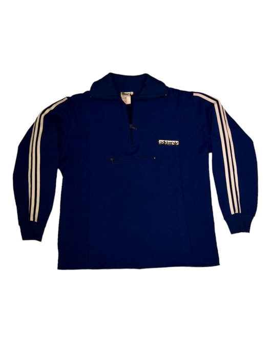 Vintage Adidas Quarter 1/4 Zip Sweatshirt / Jacket Blue Size 50 / M Made in Yugoslavia