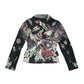Y2K Just Cavalli Fitted Blazer Jacket Tattoo Pattern Eagle Skull Size S Made in Italy