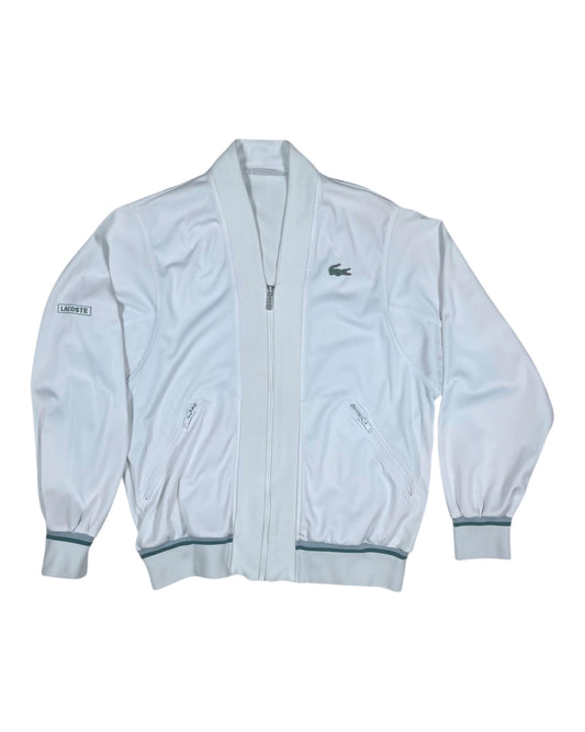 Vintage Lacoste Jacket Track Top Made in France Size M - L White Polyester