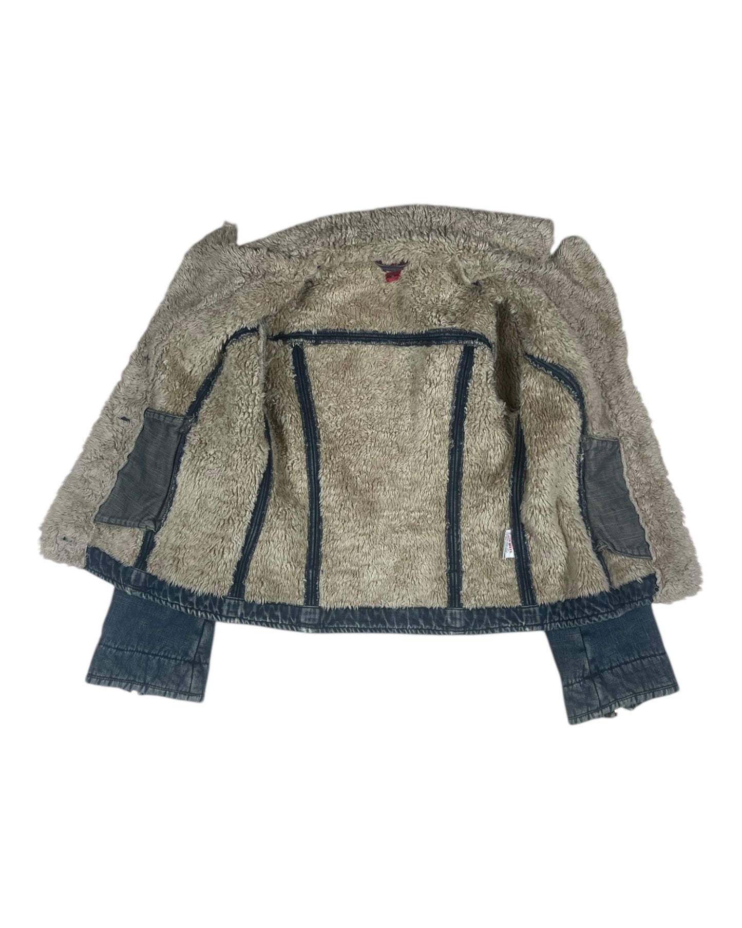 Y2K Miss Sixty Denim Faux Fur Sherpa Jacket Size S