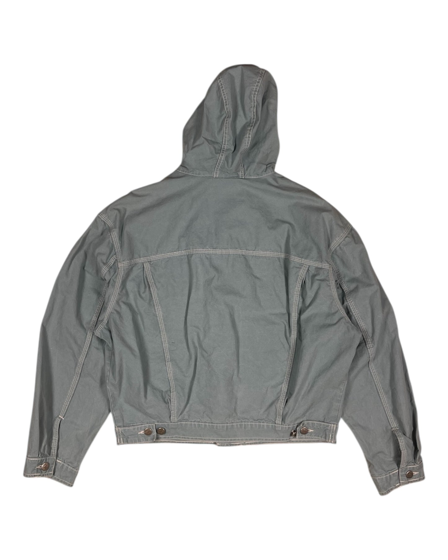 Vintage 80's 90's Diesel Hooded Jacket Size L Made in Italy Waikiki Wonder Wear Light Blue Dusty Blue