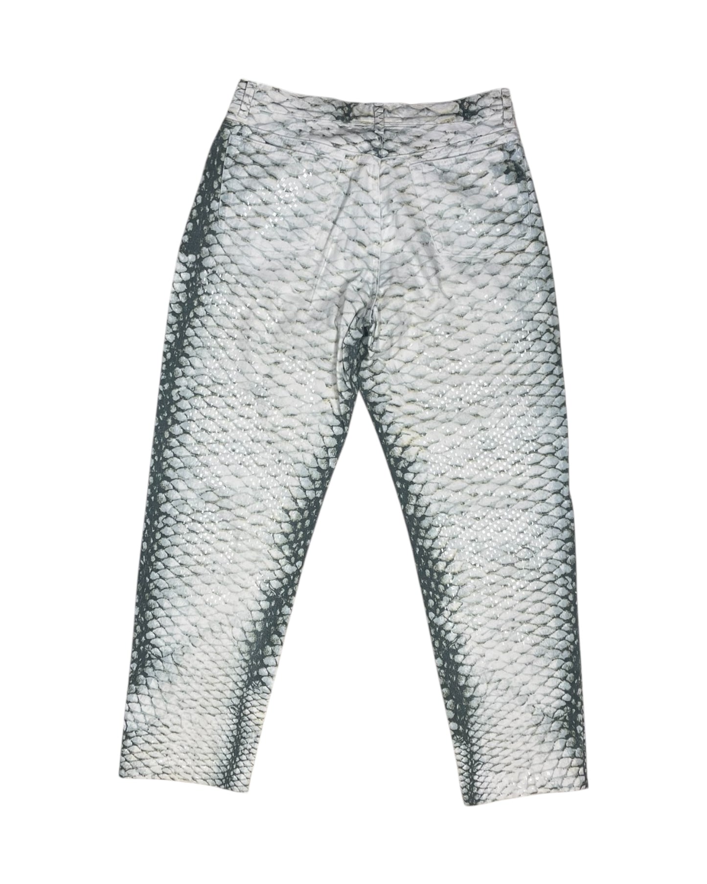 Vintage Roberto Cavalli Jeans Pants Made in Italy Size L Snakeskin Pattern Shiny Scales