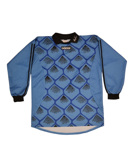 Oliver Kahn Adidas 1996 1997 1998 Bayern Munchen GK Goalkeeper Shirt Template #1 Size L Made in England  Blue