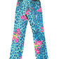 Y2K Versace Jeans Couture Ittierre Medusa Pants Made in Italy Animal Leopard Floral Flower Lilac Print Mid Waist Cotton