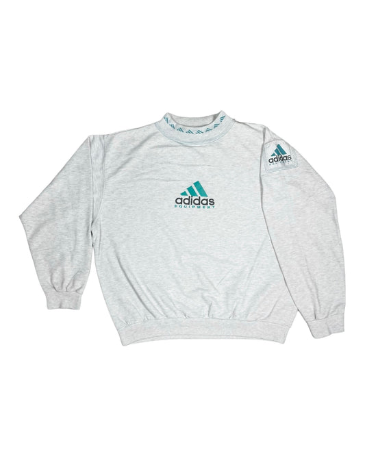 90's Adidas Equipment EQT Boxy Sweatshirt Crew Neck Grey Made in Germany Size XL - XXL