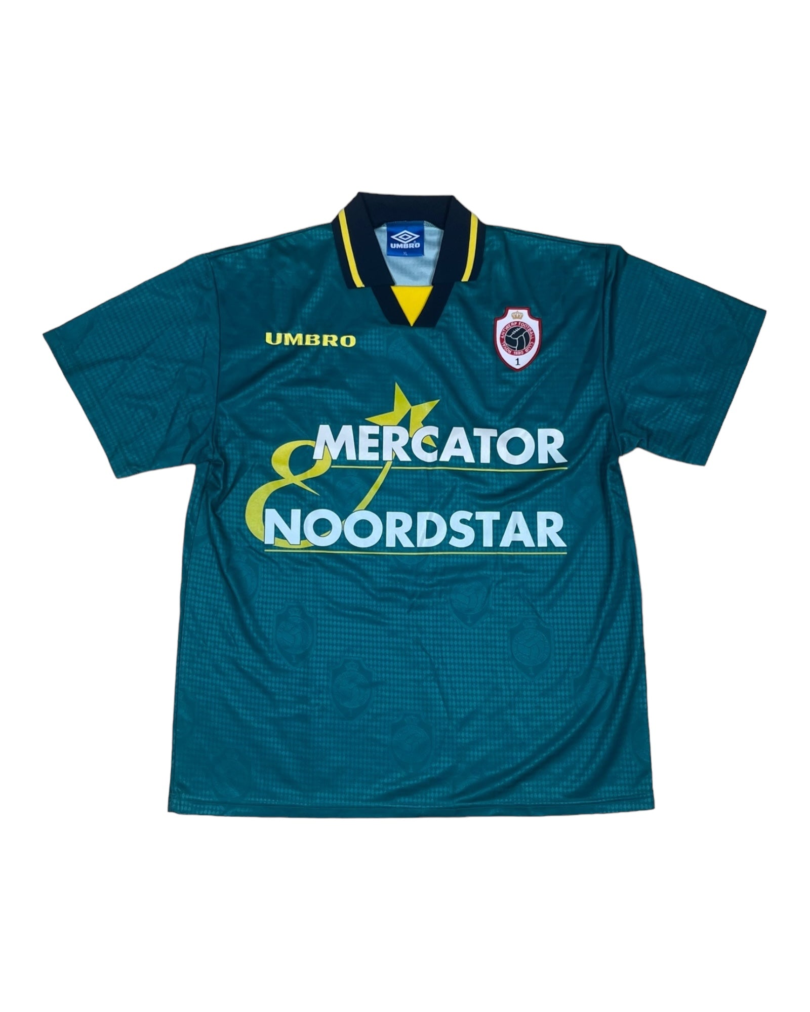 Royal Antwerp FC Umbro 1997 - 1998 Away Football Shirt Green Size XL Mercator Noordstar  12