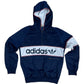 Vintage 80's Adidas Sweatshirt Hoodie Made in West Germany Quarter 1/4 Zip Blue White Polyester