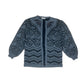 Vintage 80's Escada Thick Cardigan Jacket Rhinestones & Metallic Thread Made in Western Germany Size S Mohair Wool Dark Grey