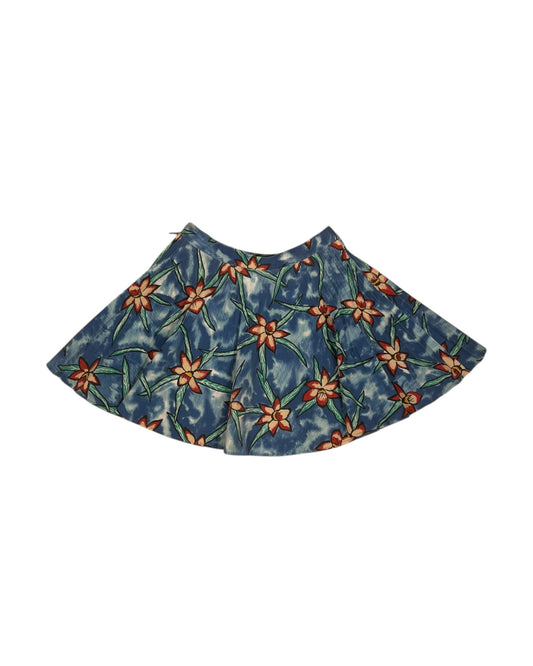 Vintage 90's Adidas Steffi Graf Tennis Pleated Skirt Style Collection Flowers Botanical Tropical Blue Polyester Size S- M