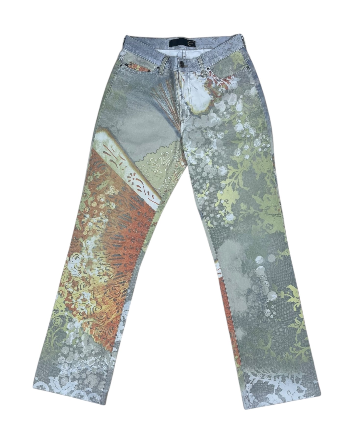 Vintage Y2K Just Cavalli Glitter Baroque Maximalism Jeans Pants Ittierre Size 28 42 Mid Waist Straight Cut Size S