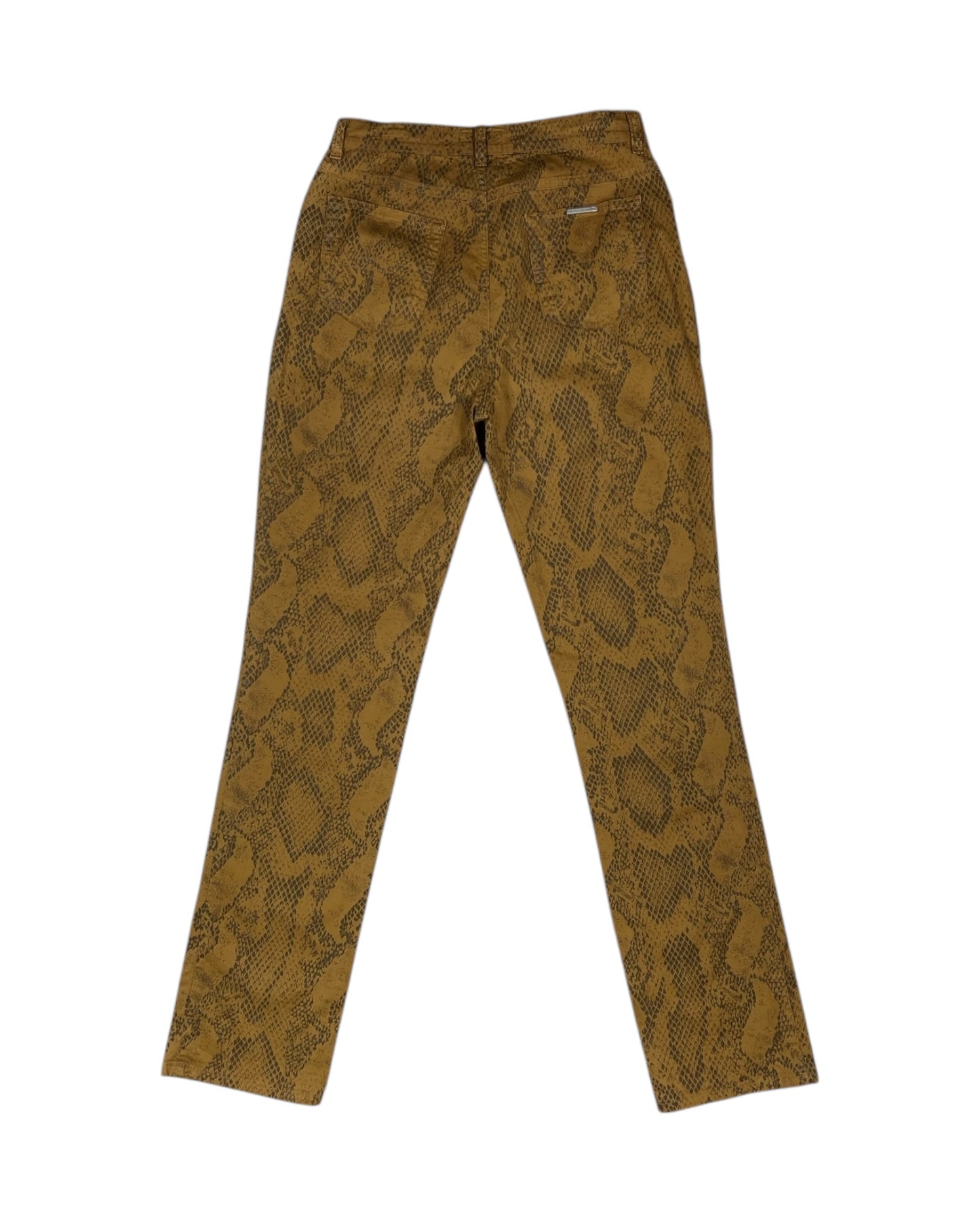 Vintage Trussardi Thin Jeans Pants Trousers Made in Italy Reptile Snake Skin Pattern Mid Rise Waist Straight Leg Silhouette Size S