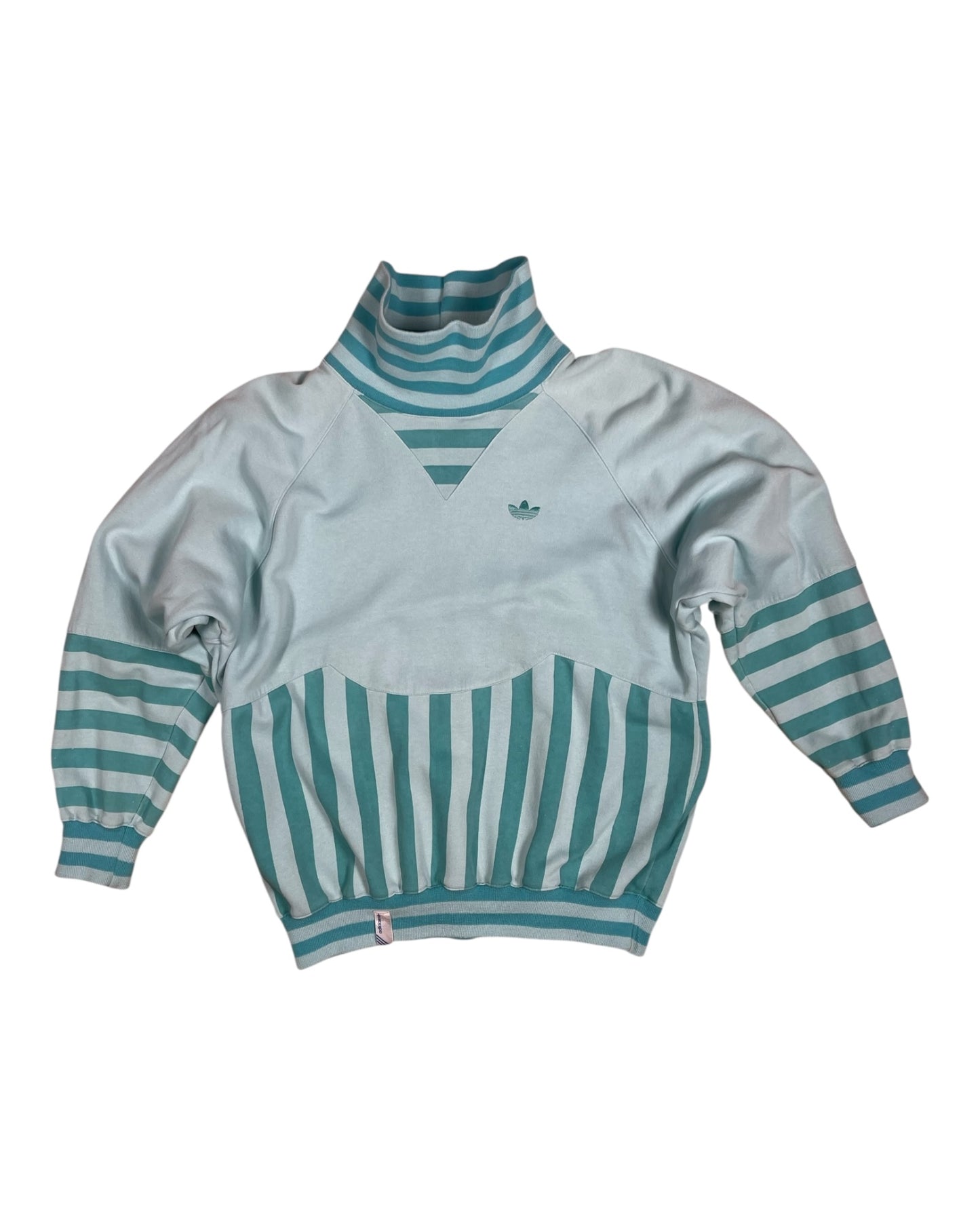 Vintage 90’s Adidas Sweatshirt Stripes Ocean Current Blue Curaçao Size M